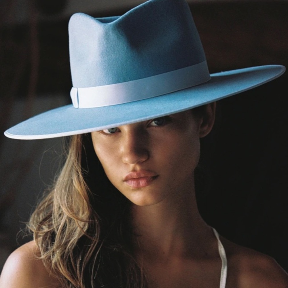 Lack of Color Capri Rancher Blue Stiffened Wool Ribbon Detail Fedora UPF 50+ - Picture 2 of 11